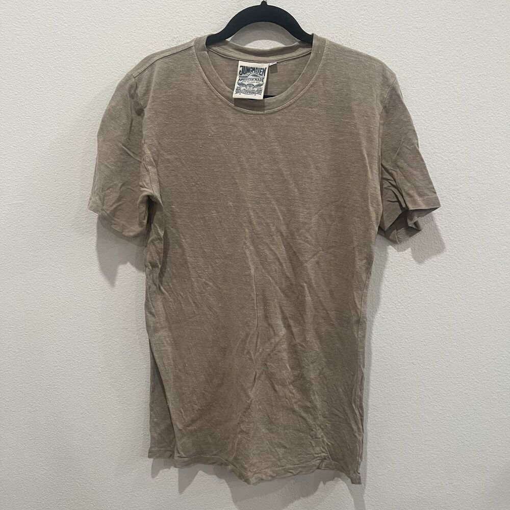 Jungmaven T Shirt Mens S Tan Short Sleeve Crew Neck Hemp Cotton USA Made Eco